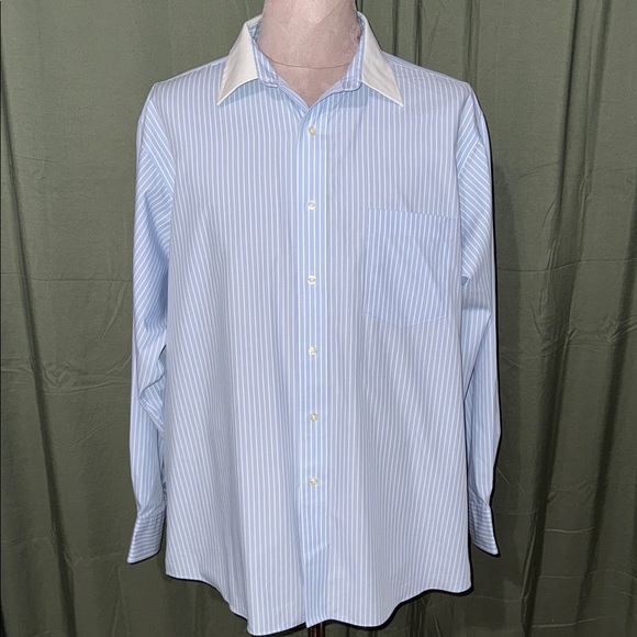 Chaps Other - Chaps Light Blue Striped Dress Shirt with White Collar